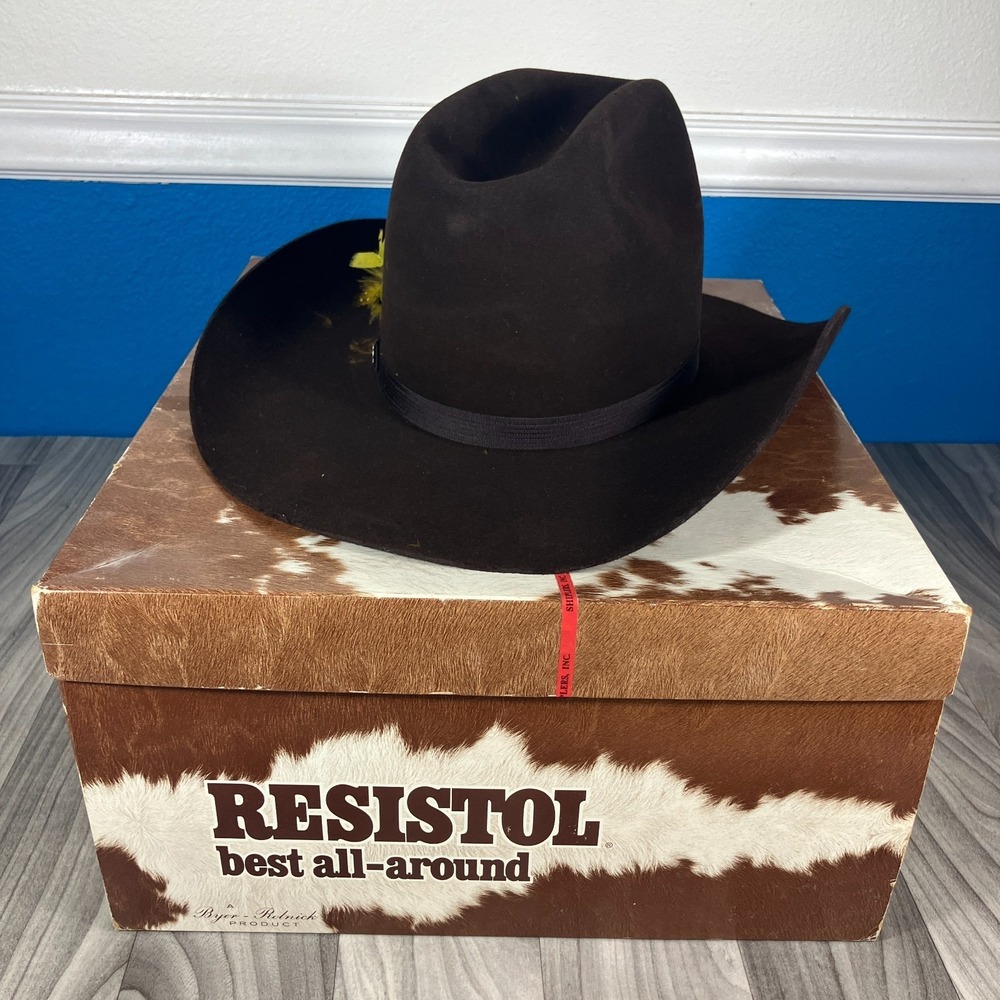 Resistol XXX Beaver Felt USA 7 3/8 Cowboy Hat Western Rodeo Self Conform W/ Box